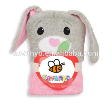 animal rabbit hooded baby/kids/children/girls/boys towel | 2017 hot sales high quality organic cotton baby hooded towel